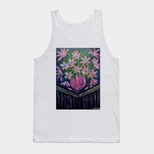 A beautiful bouquet of abstract flowers in a stunning vase on a table Tank Top